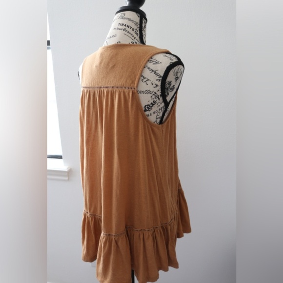 Anthropologie Malaga Tunic Top Tank Ochre Eyelet Blouse Gold Small S - Picture 5 of 12